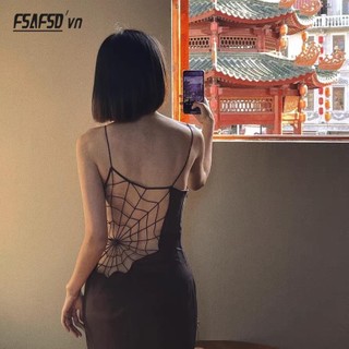 Đầm Hai Dây Dáng Dài Khoét Rỗng Gợi Cảm Phong Cách Âu Mỹ Cho Nữ
