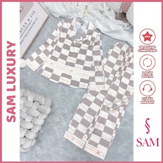 Bộ mặc nhà lụa Sam luxury, pijama lụa dài tay cao cấp