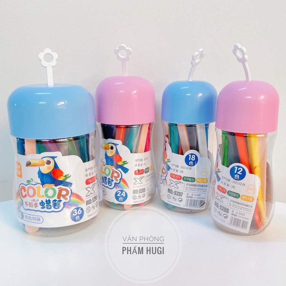 Lon 12-18-24-36 cây Sáp Màu Hữu Cơ tự nhiên an toàn cho bé và không bị lem tay