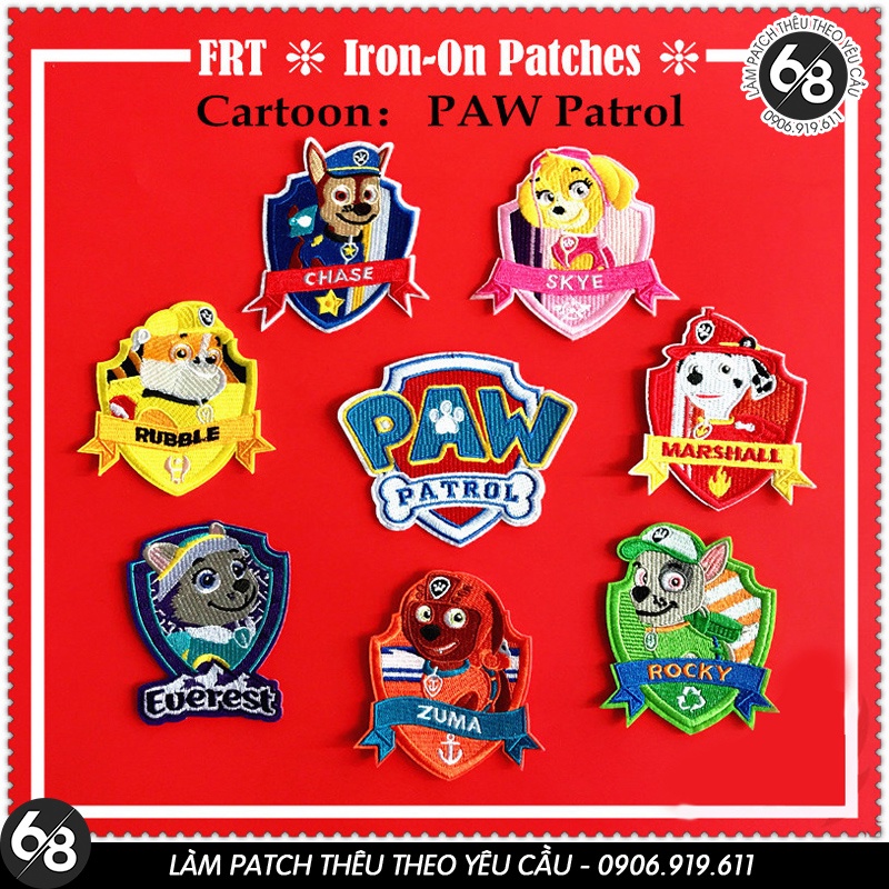 Sticker ủi nhiệt thêu hình logo hình Đội chó cứu hộ Paw partrol dễ thương cute độc đáo - Patch ủi quần áo balo H137