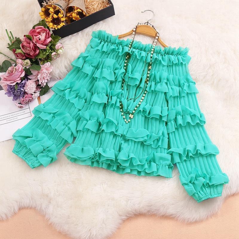 Áo chiffon Cổ Một Mảnh Phối Ren Phong Cách Phương Tây Thời Trang Mùa Hè Cho Nữ