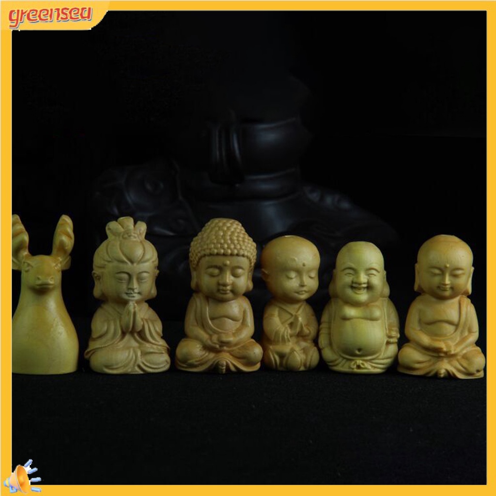 Mô Hình Tượng Phật Mini Bằng Gỗ Không Sơn Dùng Trang Trí Nhà Cửa