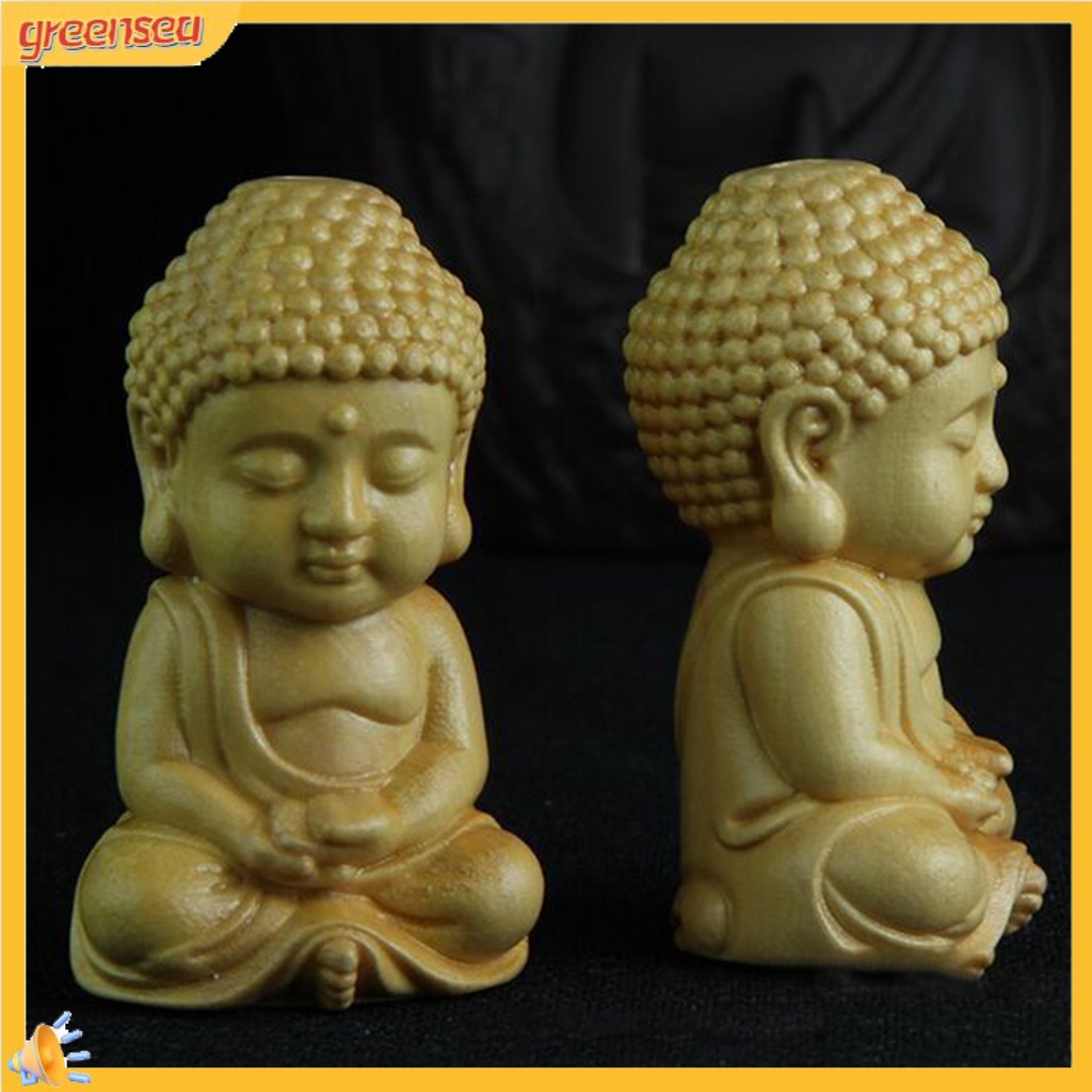 Mô Hình Tượng Phật Mini Bằng Gỗ Không Sơn Dùng Trang Trí Nhà Cửa