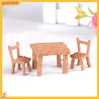 (greensea) Bộ bàn ghế mini 3 món bằng nhựa cây xinh xắn dùng để trang trí