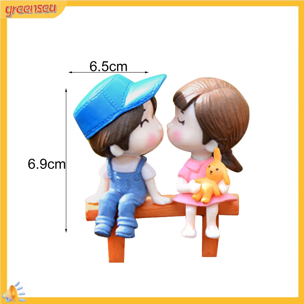 Set tượng bé trai + bé gái + băng ghế dùng trang trí tiểu cảnh độc đáo