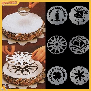 (greensea) Bộ 6 tấm khuôn trang trí bánh quy/Tiramisu/ bánh ngọt tiện dụng