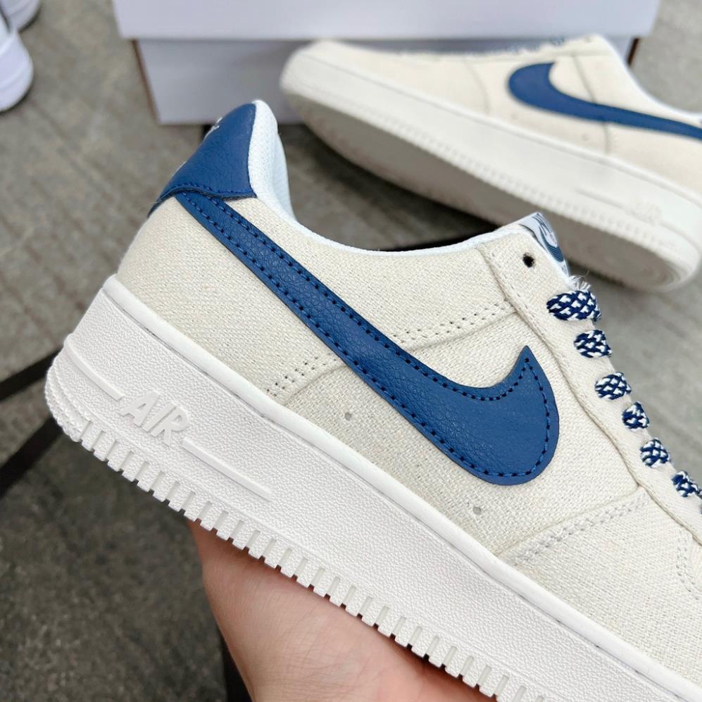 Giày_Nike Air Force 1 canvas navy màu be Dế Phối Đồ , Giày AF1 Trắng Nam Nữ Đế Air Bản Chuẩn Đủ Size 36-43