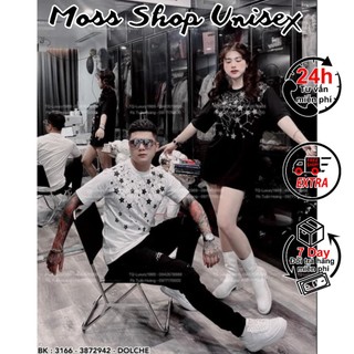 Áo thun tay lỡ unisex hoạ tiết mạng lưới sao MOSSSHOP - Áo phông nam nữ phong cách hàn quốc ulzzang form rộng 65kg
