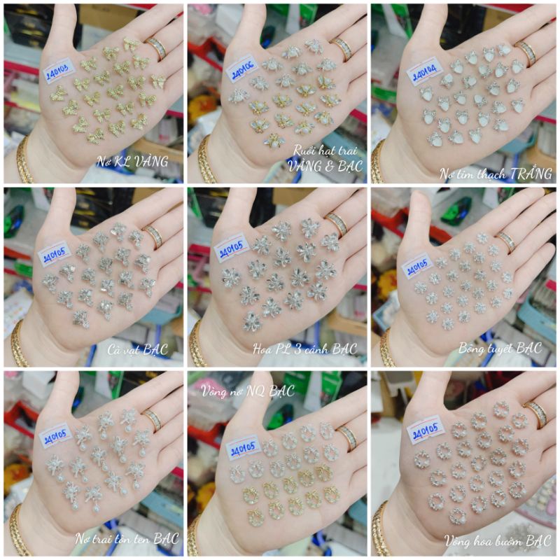 Charm đính móng tay giá rẻ mẫu nhỏ lên móng vừa tay , đá sáng mẫu đẹp sắc nét