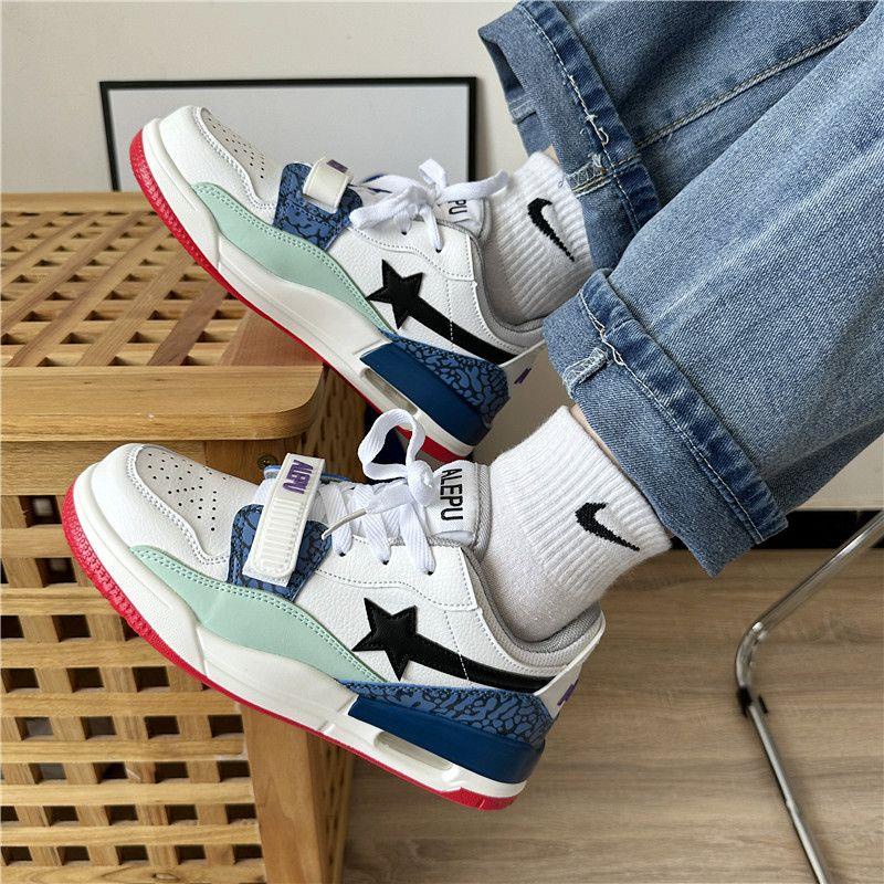 Giày Thể Thao Đệm Khí Màu Tương Phản Phong Cách Harajuku Đường Phố Mới Dễ Phối Đồ Phong Cách Preppy