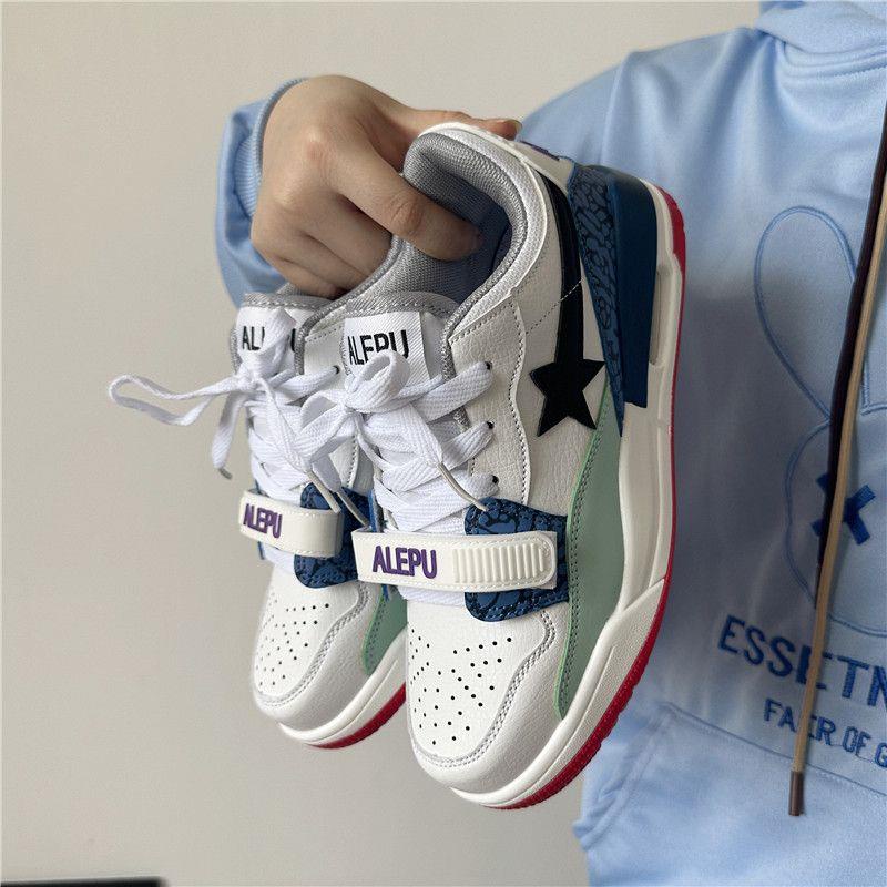 Giày Thể Thao Đệm Khí Màu Tương Phản Phong Cách Harajuku Đường Phố Mới Dễ Phối Đồ Phong Cách Preppy