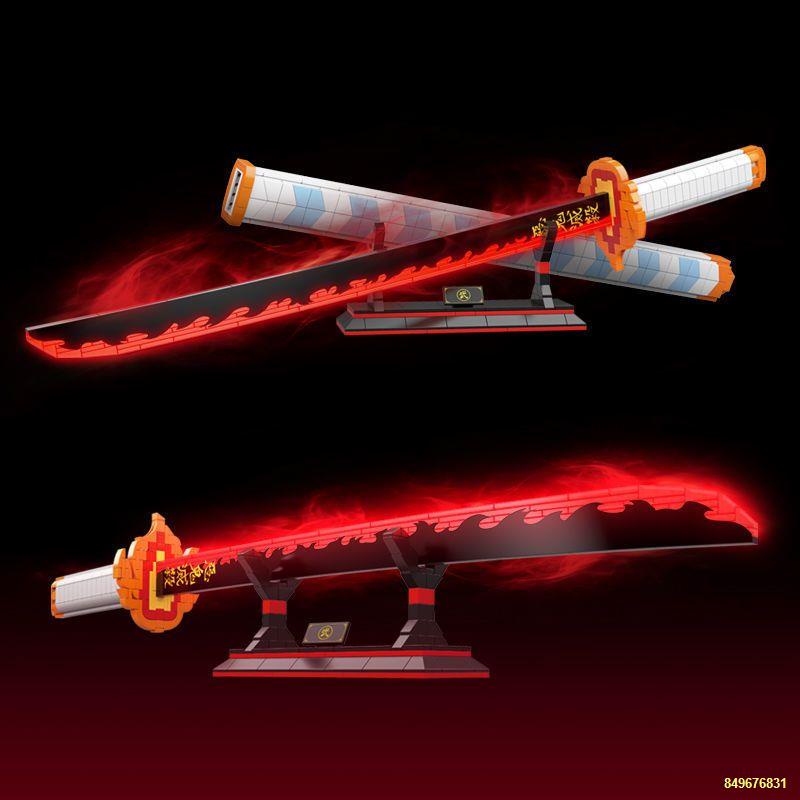 Vợ tôi Shanyi tương thích với Lego Yanzhu bánh xe mặt trời dao khối xây dựng cậu bé dạ quang lắp ráp mô hình thanh kiếm