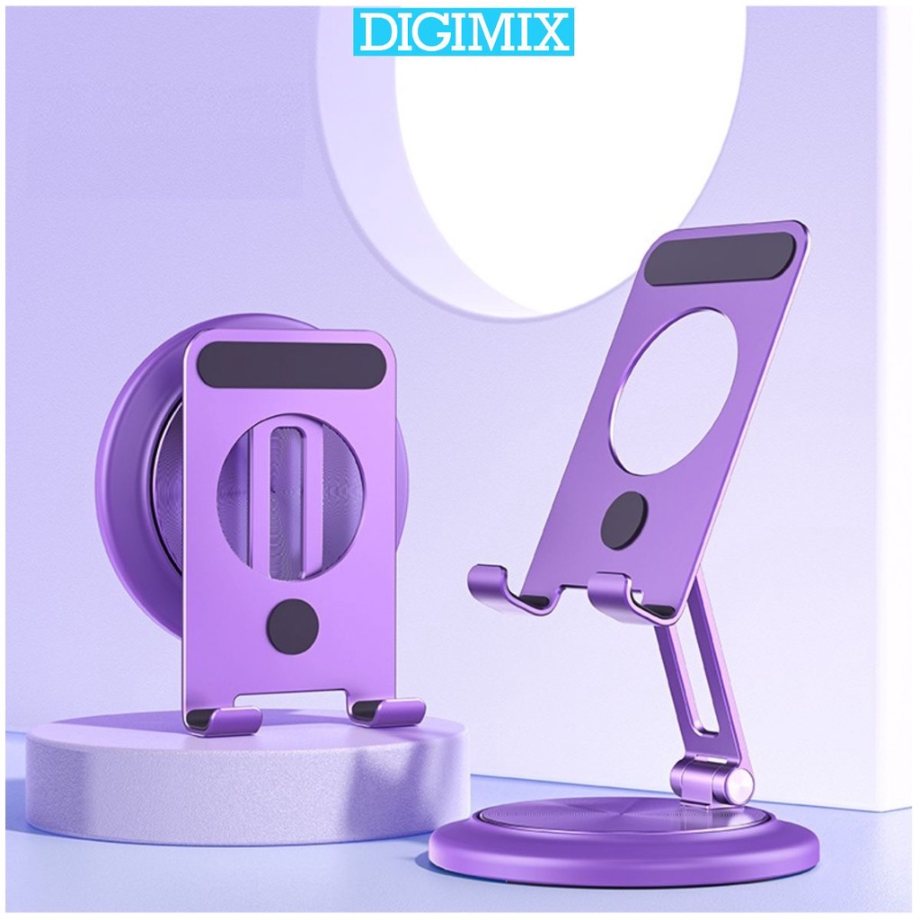 L68 Giá đỡ điện thoại để bàn DIGIMIX chân đế xoay 360 độ từ hợp kim nhôm cho máy 5-9inch