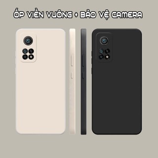 Ốp lưng xiaomi mi 10t pro / mi 10t pro 5g viền vuông dẻo màu đen, kem dễ thương