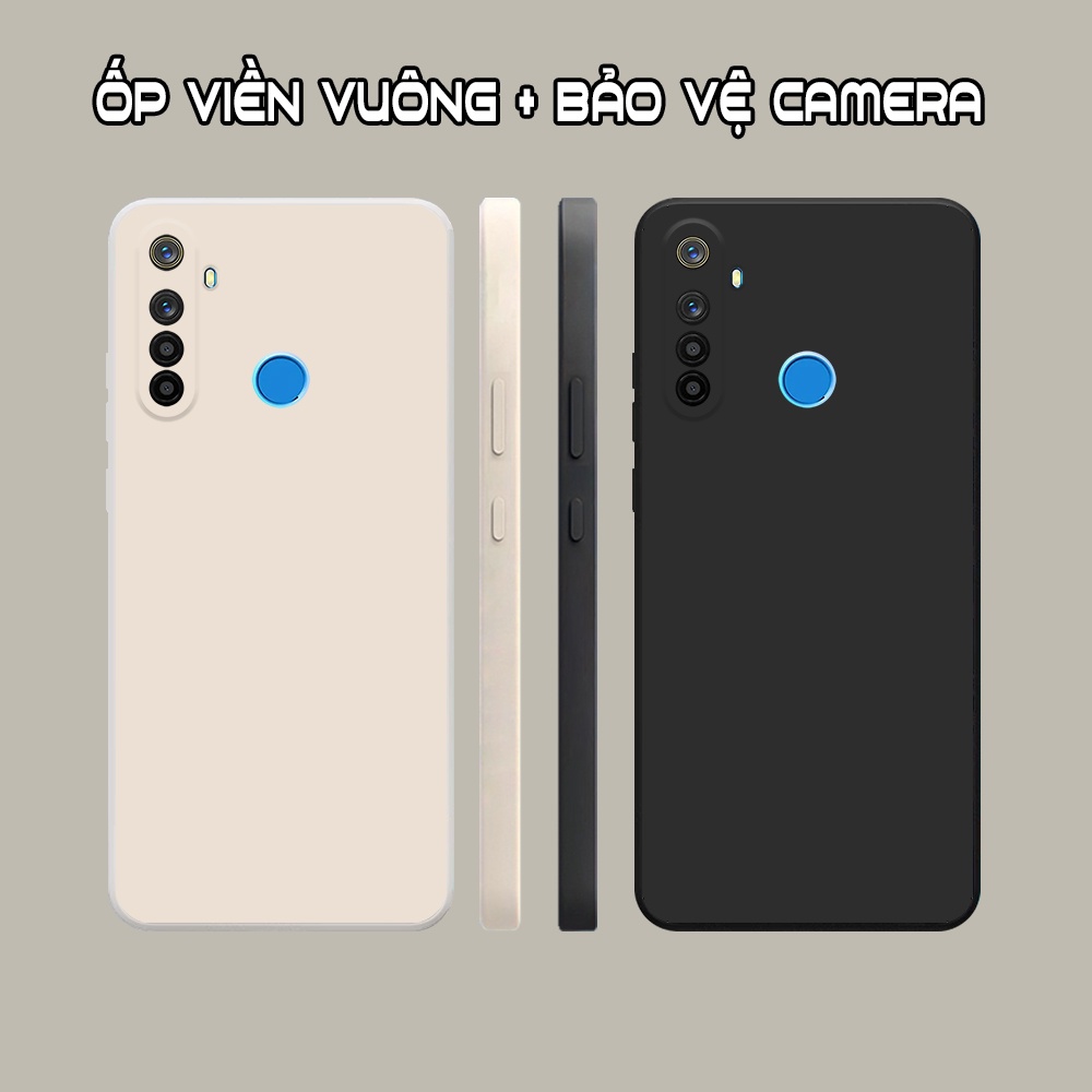 Ốp lưng Realme 5 / 5i / 5 Pro / C3 viền vuông dẻo màu đen, kem dễ thương