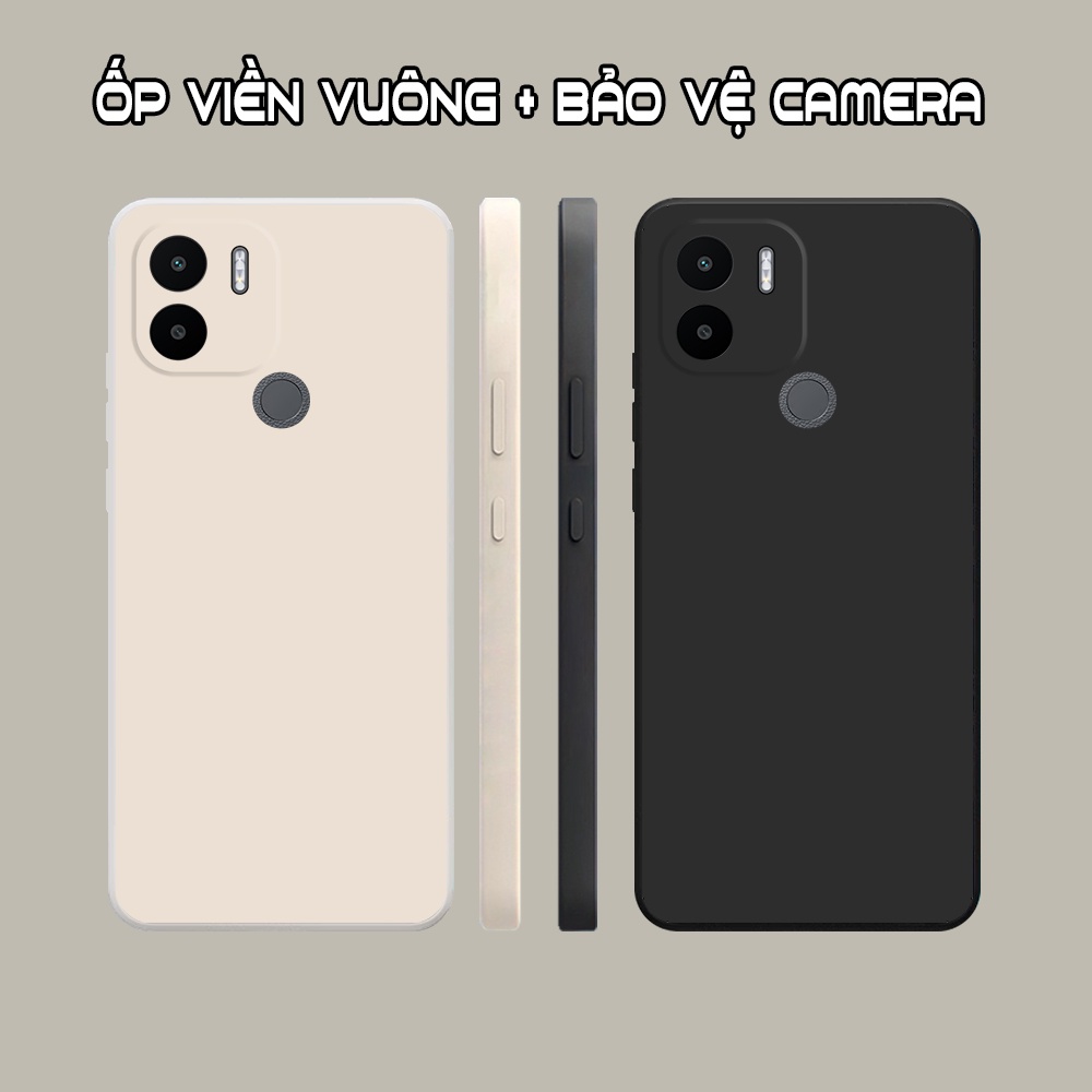Ốp lưng Xiaomi Redmi A2+ / A2 Plus viền vuông dẻo màu đen, kem dễ thương