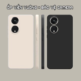 Ốp lưng Oppo Reno8 T / Reno8 T 5G / Reno 8T / Reno 8T 5G viền vuông dẻo màu đen, kem dễ thương