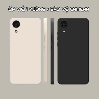 Ốp lưng Samsung A03 Core viền vuông dẻo màu đen, kem dễ thương
