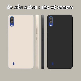 Ốp lưng samsung a10 / m10 / a01 viền vuông dẻo màu đen, kem dễ thương