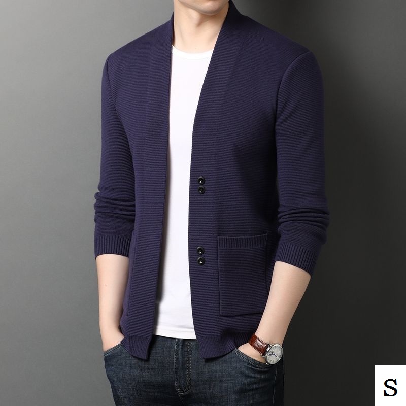 Áo Khoác Cardigan Dệt Kim Dáng Rộng Dài Thời Trang Mùa Thu Cho Nam Trung Niên