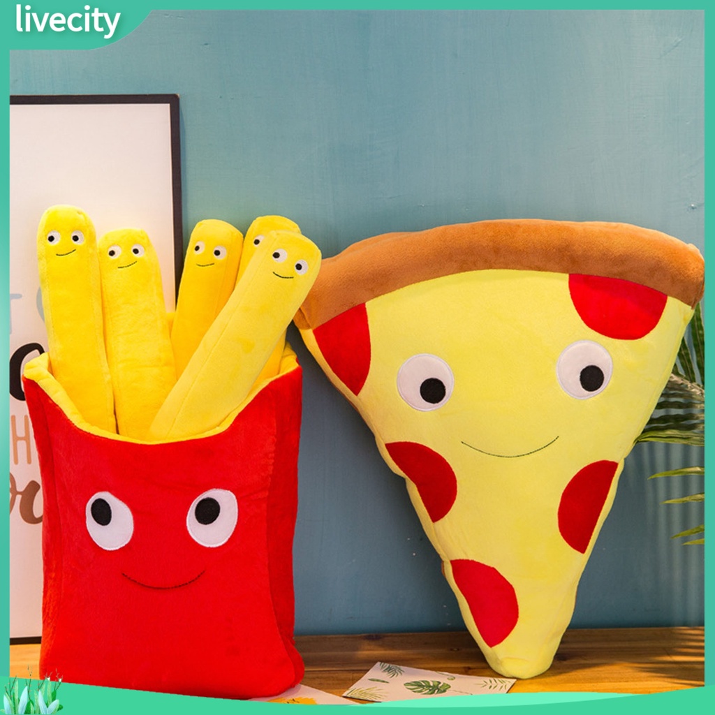 {livecity} Gối Nhồi Bông Kiểu Hoạt Hình Khoai Tây Chiên / Pizza Dễ Thương