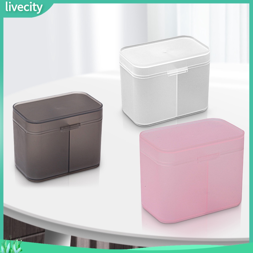 {livecity} Hộp Đựng Bông Tẩy Trang Hai Ngăn Trong Suốt Chống Bụi Đa Năng