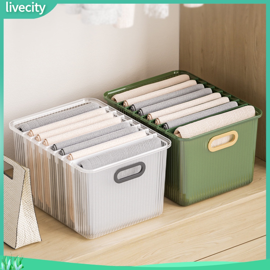 {livecity} Hộp Đựng Quần Áo Bằng Nhựa Chia Nhiều Ngăn Chống Trầy Xước Tiện Dụng Cho Tủ Quần Áo