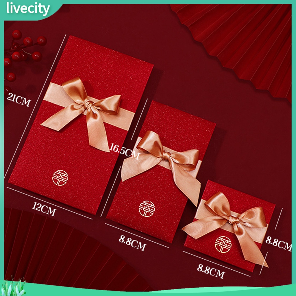 1 Bộ Bao Lì Xì Đỏ Thắt Nơ Phong Cách Trung Hoa Truyền Thống