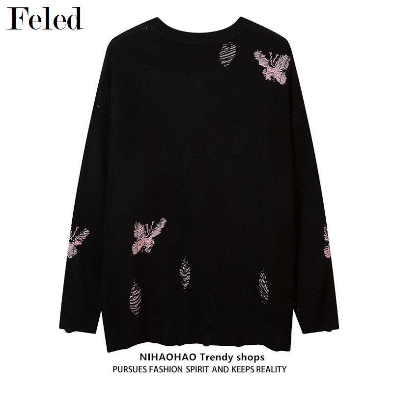 Jiashucheng Áo Sweater Thêu Hình Bướm Phong Cách Mới Cho Nam Nữ