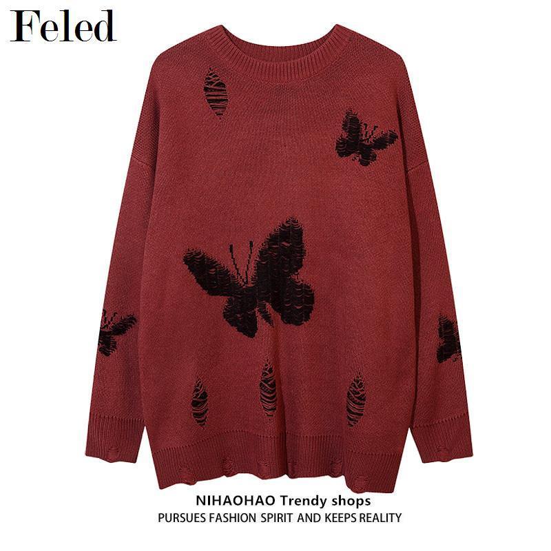 Jiashucheng Áo Sweater Thêu Hình Bướm Phong Cách Mới Cho Nam Nữ