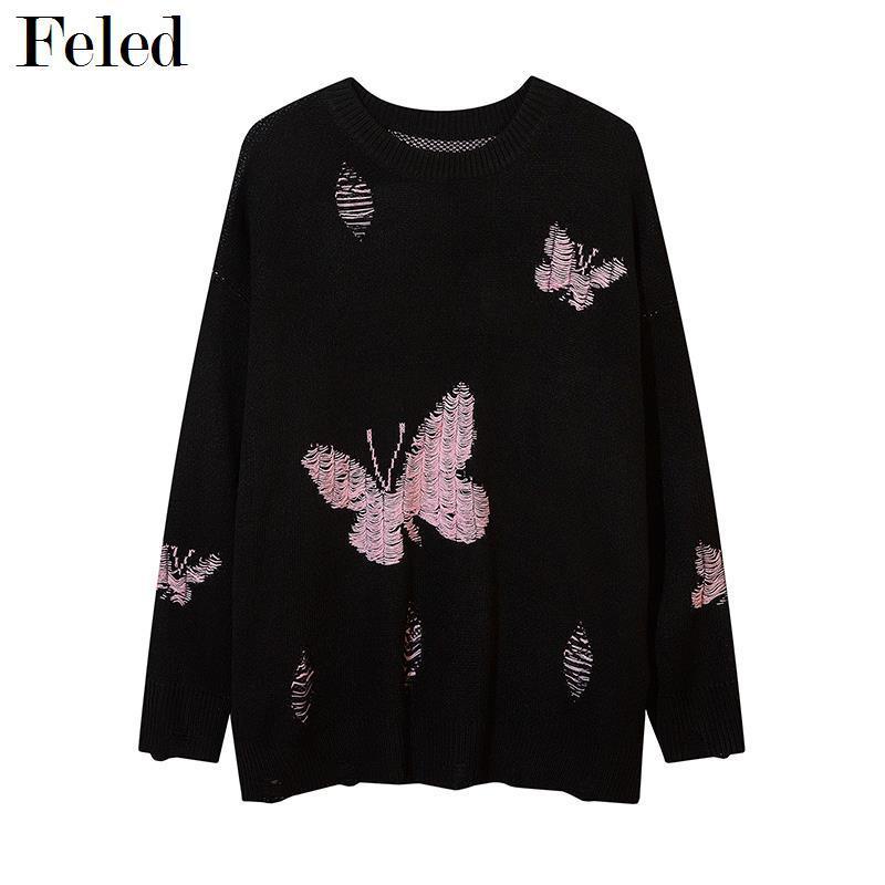Jiashucheng Áo Sweater Thêu Hình Bướm Phong Cách Mới Cho Nam Nữ