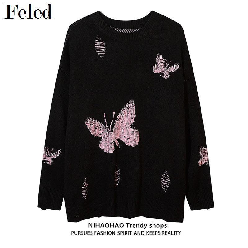 Jiashucheng Áo Sweater Thêu Hình Bướm Phong Cách Mới Cho Nam Nữ