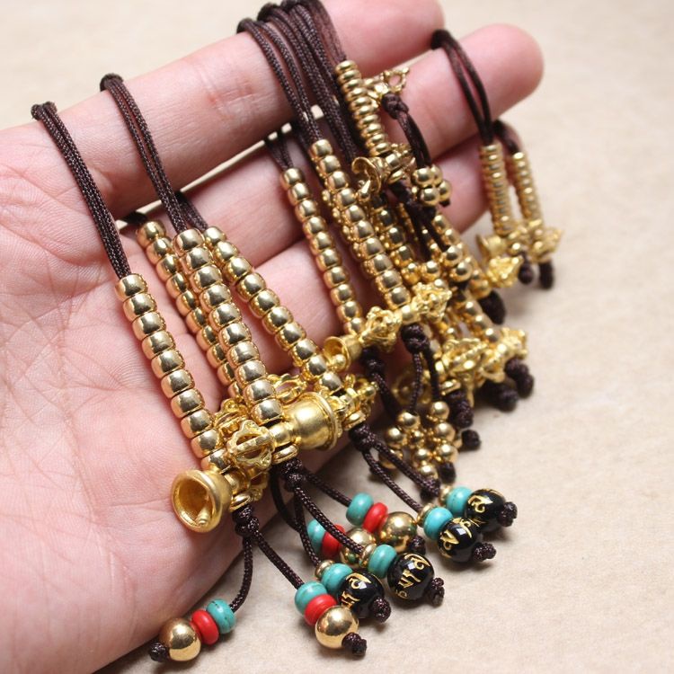 Vòng Tay Chuỗi Hạt Phật Giáo 108 Bằng Đồng Thau Nguyên Chất Phong Cách Tây Tạng 7.28