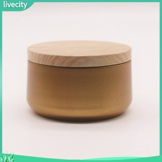 {livecity} Lọ Đựng Nến Bằng Gỗ Có Nắp Đậy Màu Đen Thiết Kế Tinh Tế Tiện Dụng