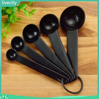 {livecity} Muỗng đo lường/cốc đo lường màu đen trọng lượng nhẹ tiện dụng cho nhà bếp