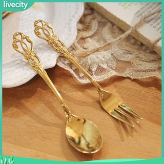 {livecity} Muỗng/ Nĩa ăn tráng miệng bằng thép không gỉ dành cho bàn ăn
