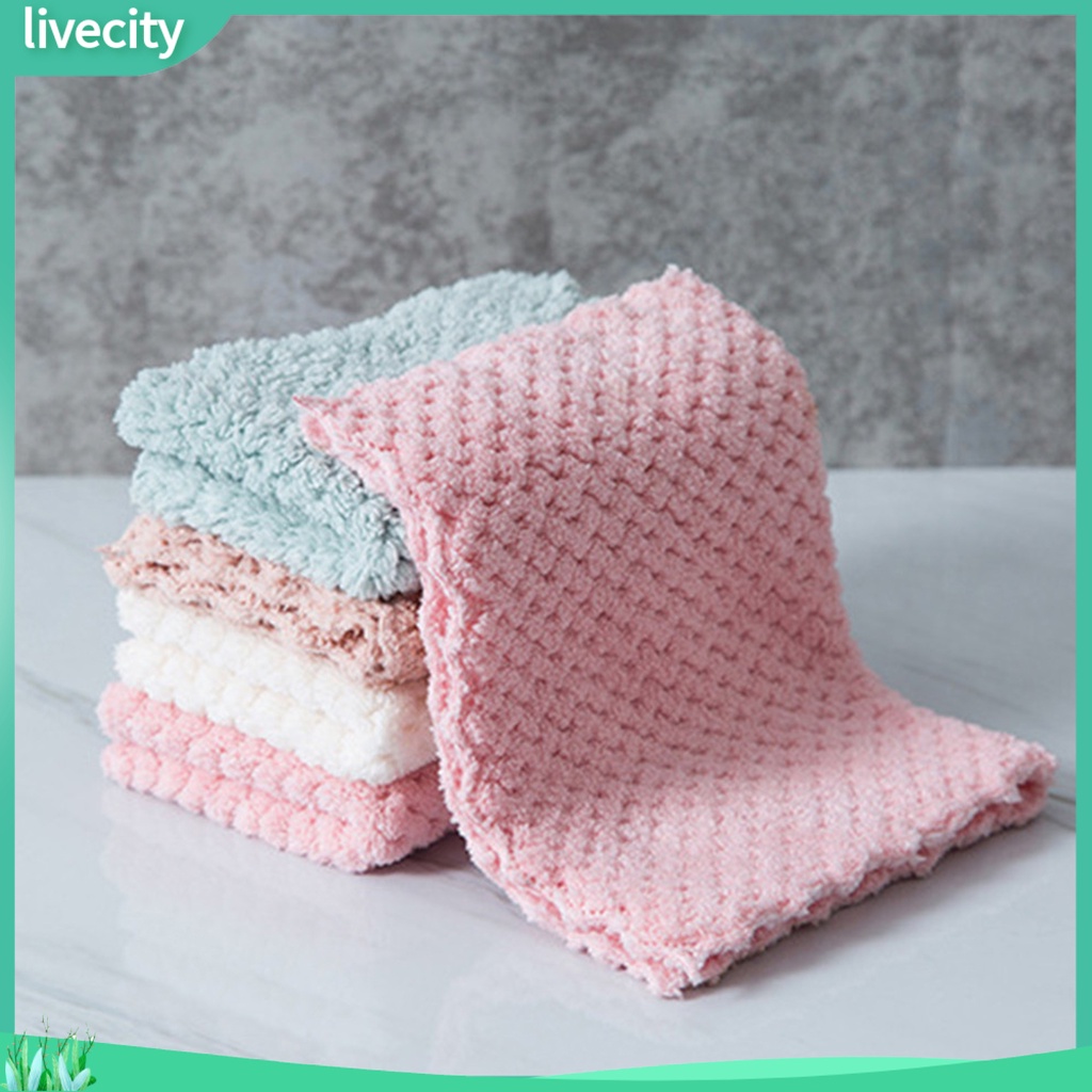 Khăn Lau Chén Dĩa Bằng Polyester Siêu Thấm Hút Chống Dầu Mỡ Tiện Dụng Cho Nhà Bếp