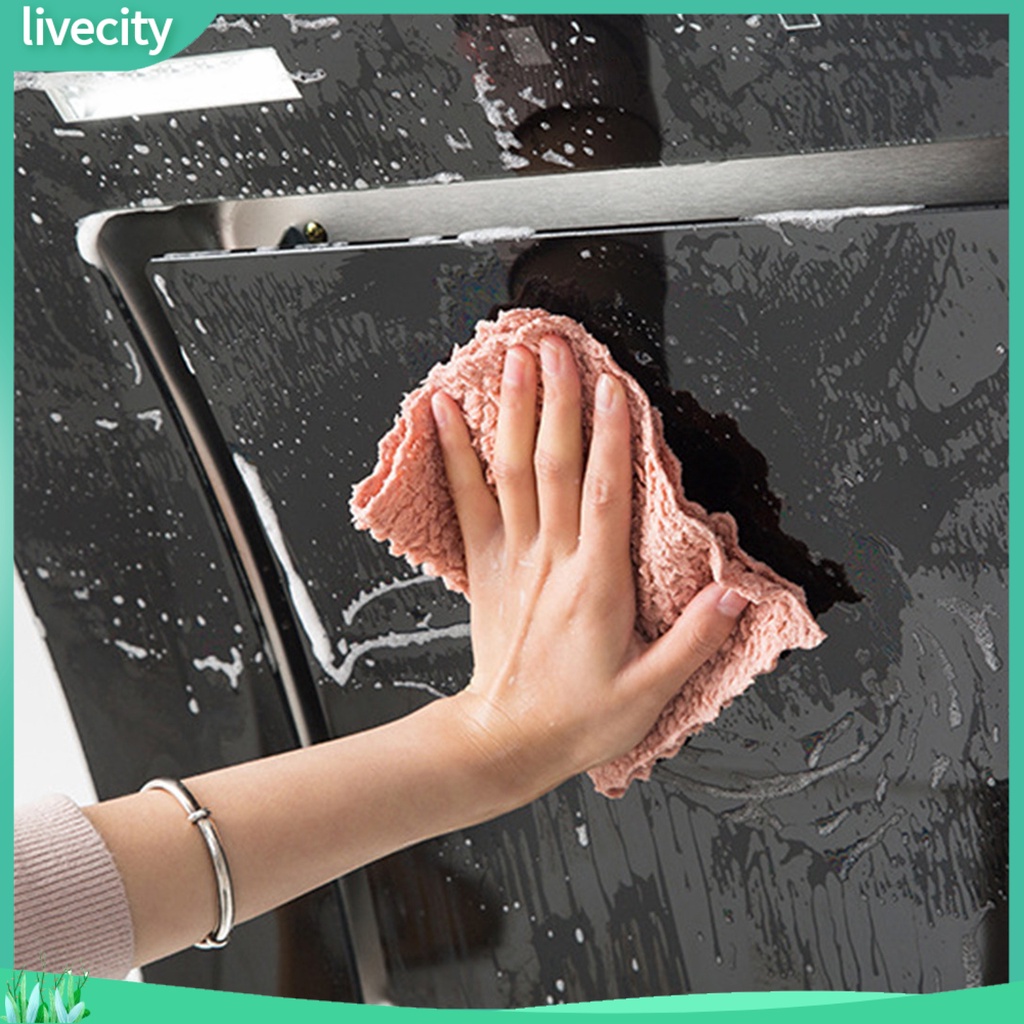 Khăn Lau Chén Dĩa Bằng Polyester Siêu Thấm Hút Chống Dầu Mỡ Tiện Dụng Cho Nhà Bếp