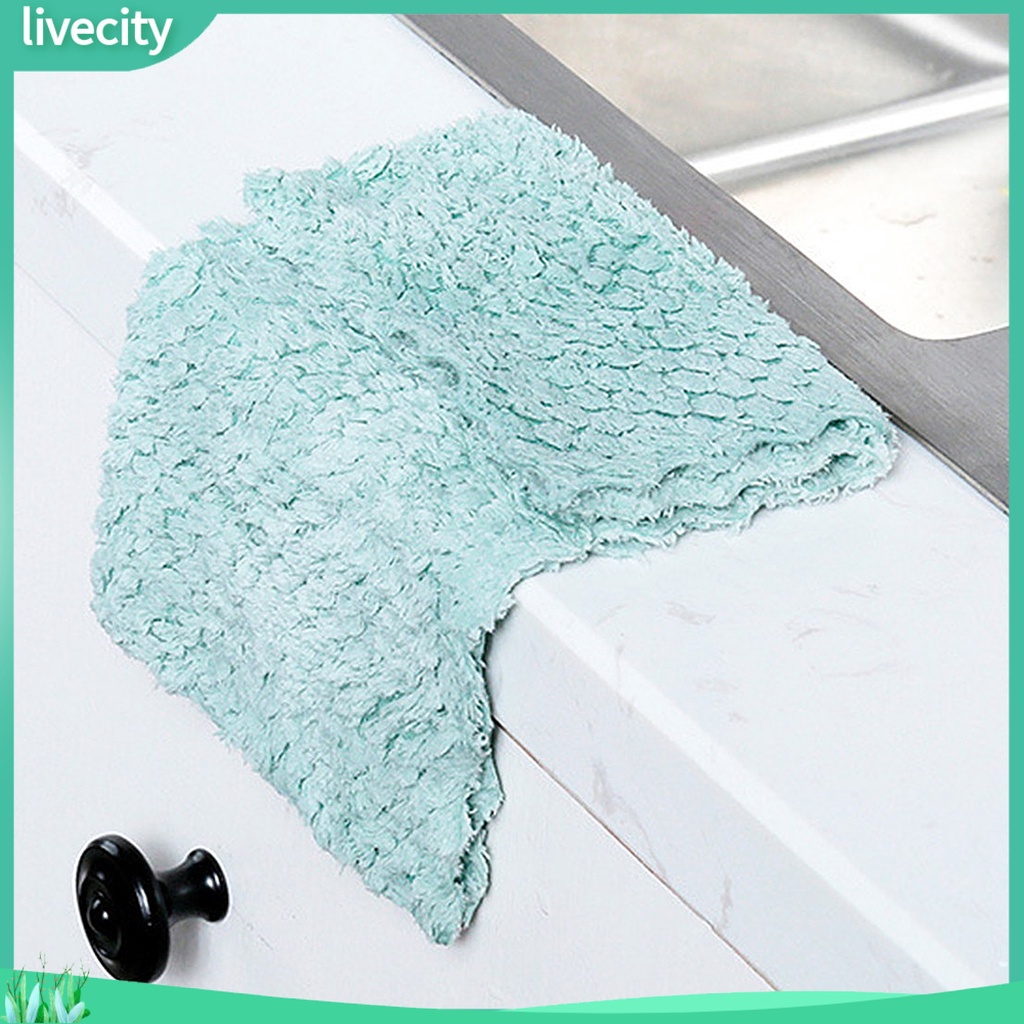 Khăn Lau Chén Dĩa Bằng Polyester Siêu Thấm Hút Chống Dầu Mỡ Tiện Dụng Cho Nhà Bếp