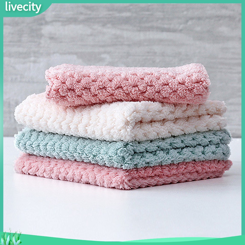 Khăn Lau Chén Dĩa Bằng Polyester Siêu Thấm Hút Chống Dầu Mỡ Tiện Dụng Cho Nhà Bếp