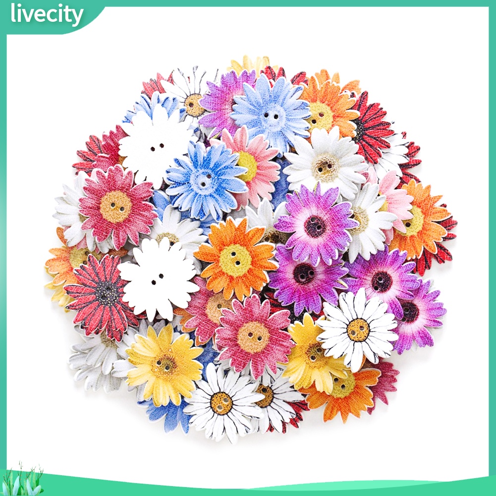 {livecity} Set 50/ 100 Khuy Gỗ Hình Hoa