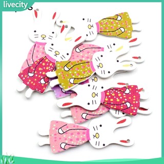 {livecity} Set 50 Nút Gỗ Hình Thỏ Nhiều Màu Trang Trí Album