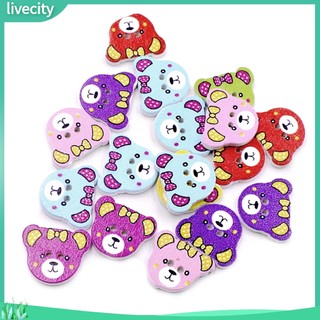 {livecity} Bộ 50 Nút Gỗ Hình Đầu Gấu