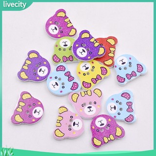 {livecity} Bộ 50 Nút Gỗ Hình Đầu Gấu