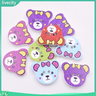 {livecity} Bộ 50 Nút Gỗ Hình Đầu Gấu