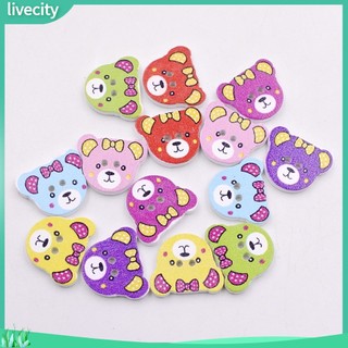 {livecity} Bộ 50 Nút Gỗ Hình Đầu Gấu