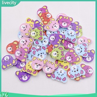 {livecity} Bộ 50 Nút Gỗ Hình Đầu Gấu