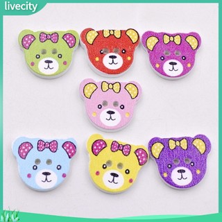 {livecity} Bộ 50 Nút Gỗ Hình Đầu Gấu