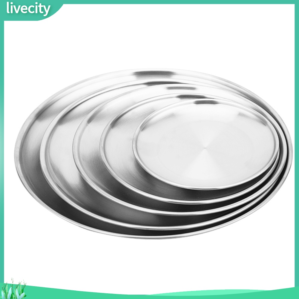 Đĩa Tròn Bằng Thép Không Gỉ Đựng Bánh Pizza / Trái Cây Tiện Dụng