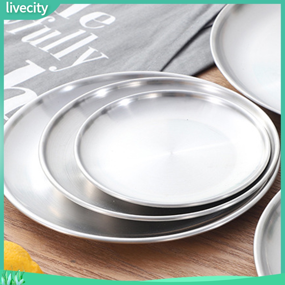 Đĩa Tròn Bằng Thép Không Gỉ Đựng Bánh Pizza / Trái Cây Tiện Dụng